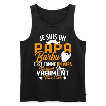 Papa Barbu Humour Cadeau Fête des Pères - Débardeur bio Premium Homme - noir - Devant - Michal (187cm)