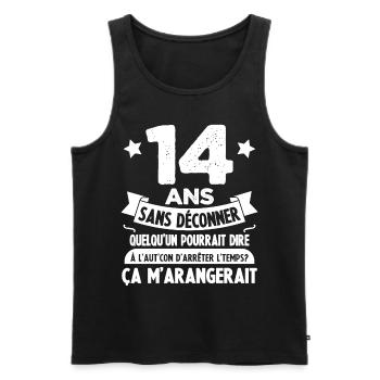 14 ans anniversaire 14 anniversaire cadeau 14 ans - Débardeur bio Premium Homme - noir - Devant - AI Model Male 178 light (178cm)