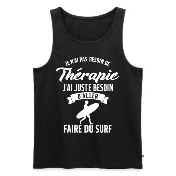 Surf Femme Homme Surfeur Thérapie Surf cadeau - Débardeur bio Premium Homme - noir - Devant - Michal (187cm)