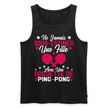 Une fille et joueur de ping pong Cadeau Humour - Débardeur bio Premium Homme - noir - Devant - Michal (187cm)
