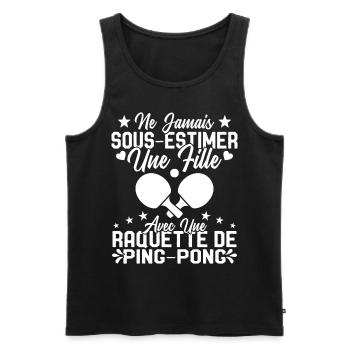 Une fille et joueur de ping pong Cadeau Humour - Débardeur bio Premium Homme - noir - Devant - Michal (187cm)