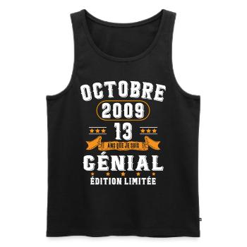 13 Ans Anniversaire Vintage En Octobre 2009 - Débardeur bio Premium Homme - noir - Devant - Michal (187cm)