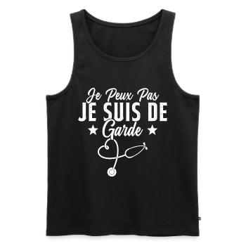 Je Peux Pas Je Suis De Garde Drôle Infirmier - Débardeur bio Premium Homme - noir - Devant - Michal (187cm)