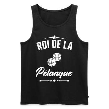 Roi de la Pétanque Humour Cadeau Pétanque - Débardeur bio Premium Homme - noir - Devant - Michal (187cm)