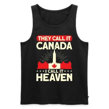 Cadeaux des Fêtes de Racines canadiennes Canada - Débardeur bio Premium Homme - noir - Devant - Michal (187cm)