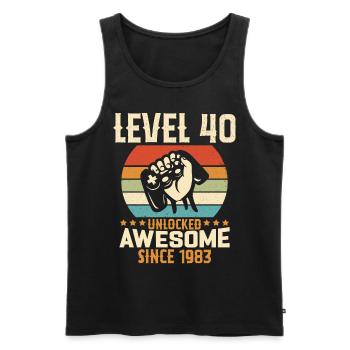 Level 40 Jahre Gaming-Geburtstagsgeschenk freischalten - Männer Premium Bio Tank Top - Schwarz - Vorne - AI Model Male 178 light (178cm)