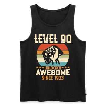 Level 90 Jahre Gaming-Geburtstagsgeschenk freischalten - Männer Premium Bio Tank Top - Schwarz - Vorne - AI Model Male 178 light (178cm)