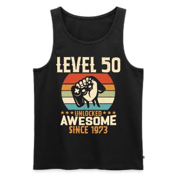 Level 50 Jahre Gaming-Geburtstagsgeschenk freischalten - Männer Premium Bio Tank Top - Schwarz - Vorne - AI Model Male 178 light (178cm)
