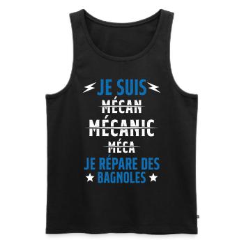 Je suis un Super Mecanicien - idée cadeau - Débardeur bio Premium Homme - noir - Devant - Michal (187cm)