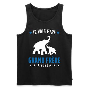 Je Vais Être Grand Frère en 2023 - Débardeur bio Premium Homme - noir - Devant - Michal (187cm)