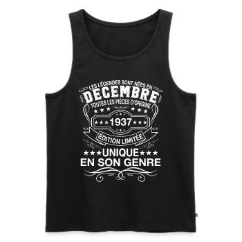 Les Légendes Sont Nées En Décembre 1937 Cadeau - Débardeur bio Premium Homme - noir - Devant - AI Model Male 178 light (178cm)