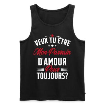 Veux Tu Être Mon Parrain D'amour pour toujours - Débardeur bio Premium Homme - noir - Devant - Michal (187cm)