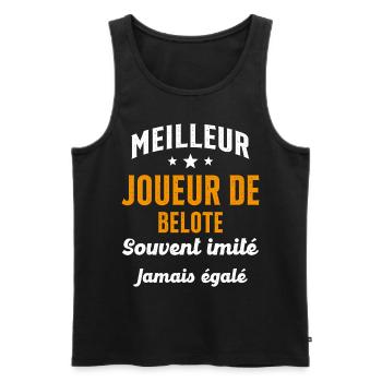 Jamais égalé meilleur Joueur de Belote Cadeau - Débardeur bio Premium Homme - noir - Devant - Michal (187cm)