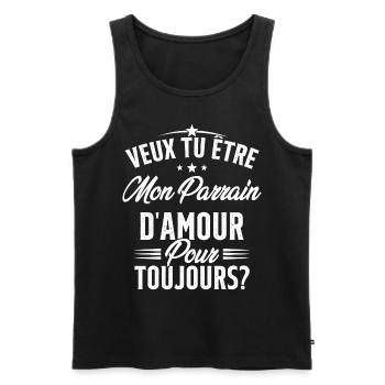 Veux Tu Être Mon Parrain D'amour pour toujours - Débardeur bio Premium Homme - noir - Devant - Michal (187cm)