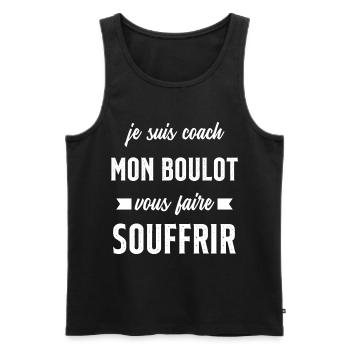 Je suis coach mon boulot vous faire souffrir - Débardeur bio Premium Homme - noir - Devant - Michal (187cm)
