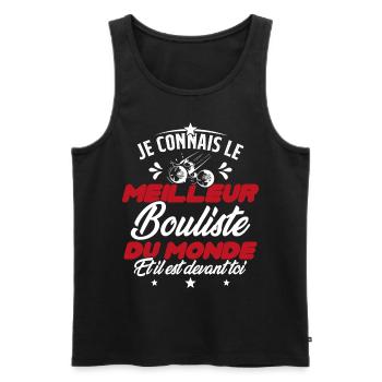 Meilleur Bouliste Humour Pétanque Homme Cadeau - Débardeur bio Premium Homme - noir - Devant - Michal (187cm)