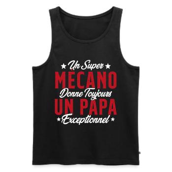 Mécano Papa Cadeau Drôle Fête Des Pères Garagiste - Débardeur bio Premium Homme - noir - Devant - AI Model Male 178 light (178cm)