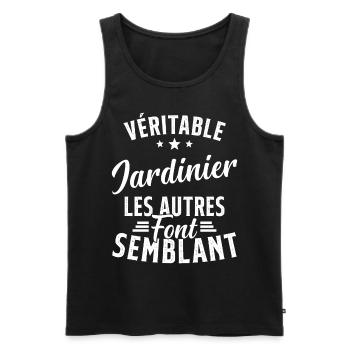 Véritable Jardinier Les Autres Font Semblant - Débardeur bio Premium Homme - noir - Devant - Michal (187cm)
