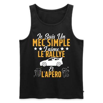 Mec Simple Rallye Apero Humour Rallye Automobile - Débardeur bio Premium Homme - noir - Devant - Michal (187cm)