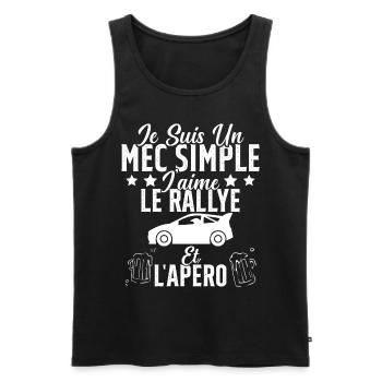 Mec Simple Rallye Apero Humour Rallye Automobile - Débardeur bio Premium Homme - noir - Devant - Michal (187cm)