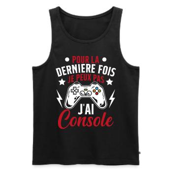 Humour la derniere fois je peux pas j'ai console - Débardeur bio Premium Homme - noir - Devant - AI Model Male 178 light (178cm)
