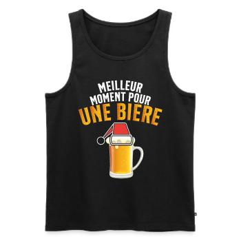 Meilleur Moment Pour Une Bière Noël Cadeau - Débardeur bio Premium Homme - noir - Devant - Michal (187cm)