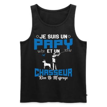Papy et Chasseur Humour Cadeau - Débardeur bio Premium Homme - noir - Devant - Michal (187cm)