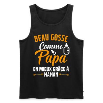 Beau Gosse Comme Papa Cadeau Maman Body Enceinte - Débardeur bio Premium Homme - noir - Devant - Michal (187cm)