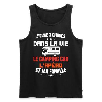 le camping car l'apéro et ma famille Humour Cadeau - Débardeur bio Premium Homme - noir - Devant - Michal (187cm)