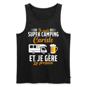 Super Camping Cariste et Je Gère la Pression - Débardeur bio Premium Homme - noir - Devant - Michal (187cm)