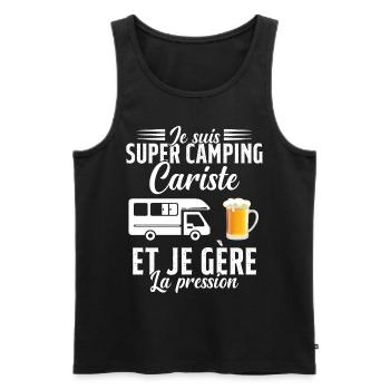 Super Camping Cariste et Je Gère la Pression - Débardeur bio Premium Homme - noir - Devant - Michal (187cm)