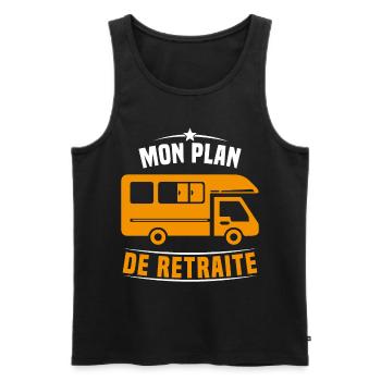 Mon Plan de Retraite Camping Car Humour Cadeau - Débardeur bio Premium Homme - noir - Devant - Michal (187cm)