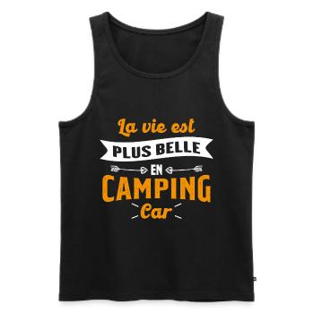 La vie est plus belle en Camping-car humour cadeau - Débardeur bio Premium Homme - noir - Devant - Michal (187cm)