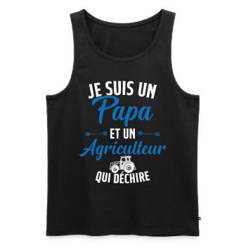 Papa et agriculteur qui déchire - Débardeur bio Premium Homme - noir - Devant - Michal (187cm)