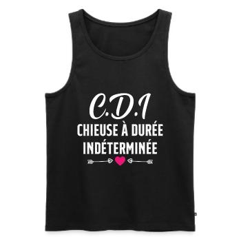 CDI Chieuse à durée indéterminée cadeau humour - Débardeur bio Premium Homme - noir - Devant - Michal (187cm)