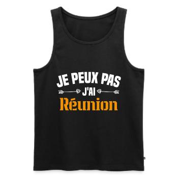 je peux pas j'ai Réunion Cadeau Humour - Débardeur bio Premium Homme - noir - Devant - Michal (187cm)