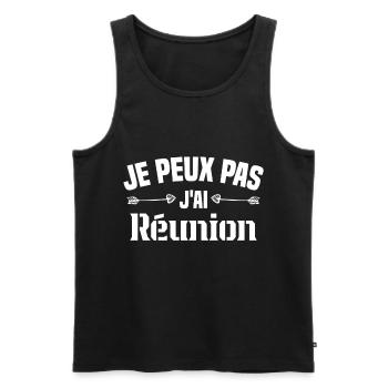 je peux pas j'ai Réunion Cadeau Humour - Débardeur bio Premium Homme - noir - Devant - Michal (187cm)