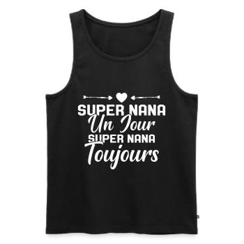 Femme Super Nana Un Jour Super Nana Toujours Nana - Débardeur bio Premium Homme - noir - Devant - Michal (187cm)