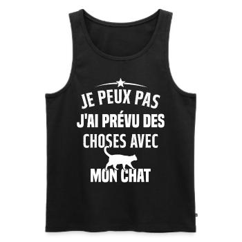 Je peux pas j'ai prévu des choses avec mon chat - Débardeur bio Premium Homme - noir - Devant - AI Model Male 178 light (178cm)