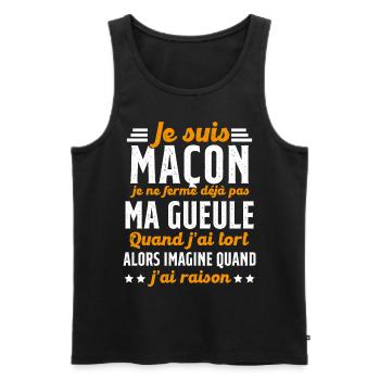 Maçon humour je ne ferme pas ma gueule maçonnerie - Débardeur bio Premium Homme - noir - Devant - Michal (187cm)