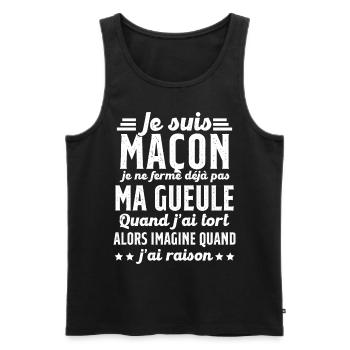 Maçon humour je ne ferme pas ma gueule maçonnerie - Débardeur bio Premium Homme - noir - Devant - Michal (187cm)