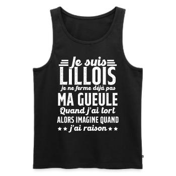 Lillois je ferme pas ma gueule cadeau Lille humour - Débardeur bio Premium Homme - noir - Devant - Michal (187cm)
