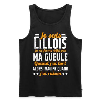 Lillois je ferme pas ma gueule cadeau Lille humour - Débardeur bio Premium Homme - noir - Devant - Michal (187cm)