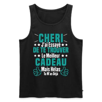 Chéri Saint Valentin Amour Couple Humour - Débardeur bio Premium Homme - noir - Devant - Michal (187cm)