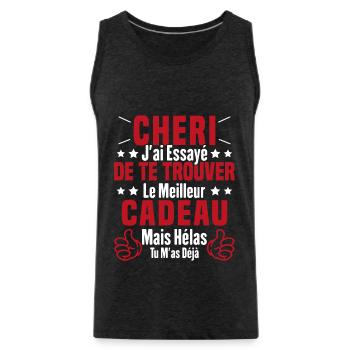 Chéri Saint Valentin Amour Couple Humour - Débardeur bio Premium Homme - charbon - Devant - Alexander (188cm)