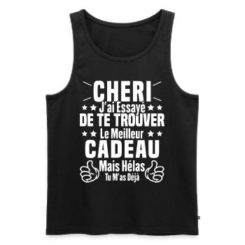 Chéri Saint Valentin Amour Couple Humour - Débardeur bio Premium Homme - noir - Devant - Michal (187cm)