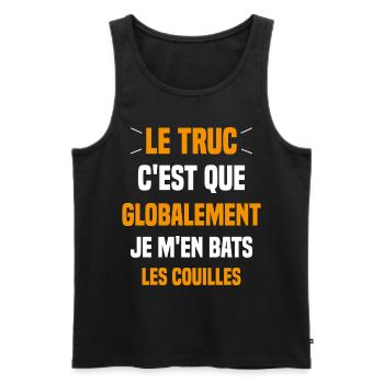 Le Truc C'est Que Je M'en Bats Les Couilles - Débardeur bio Premium Homme - noir - Devant - AI Model Male 178 light (178cm)