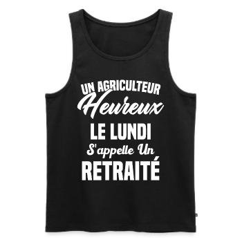 Agriculteur Heureux le lundi S'appelle un Retraité - Débardeur bio Premium Homme - noir - Devant - Michal (187cm)