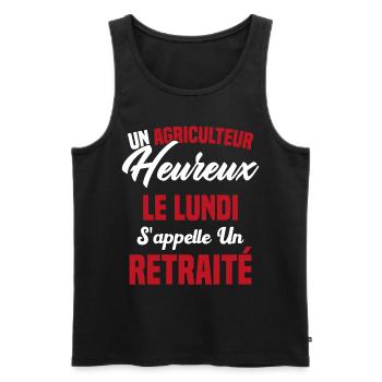 Agriculteur Heureux le lundi S'appelle un Retraité - Débardeur bio Premium Homme - noir - Devant - Michal (187cm)