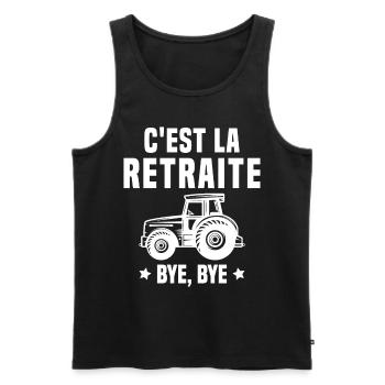 C'est la retraite Bye Bye le cadeau agriculteur - Débardeur bio Premium Homme - noir - Devant - AI Model Male 178 light (178cm)